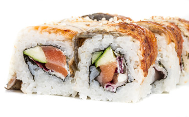 Japanese traditional Cuisine - Maki Roll with Cucumber , Cream C