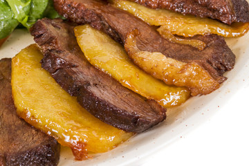 duck fillet, mashed potatoes seasoned with truffle oil, fig and