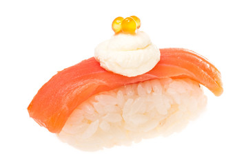 Salmon sushi on a White background
