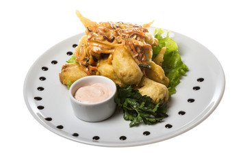 Japanese style pork cutlet with carrot and asparagus