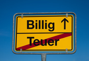 Wechselschild TEUER - BILLIG