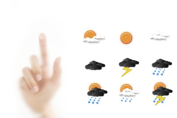 Weather forecast icon with hand for point forecasting