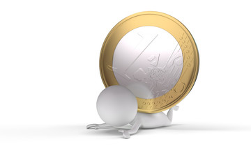 3d human crushed by a coin