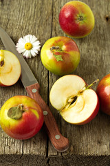 Apples on a wooden table