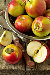 Apples on a wooden table
