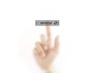 Finger pressing refresh icon button
