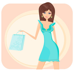 fashion girl Shopping illustration