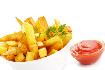 French fries with ketchup