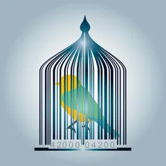 Cercles muraux Oiseaux en cages Cage code-barres
