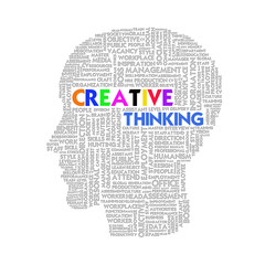 Word cloud business concept inside head shape, idea and creative