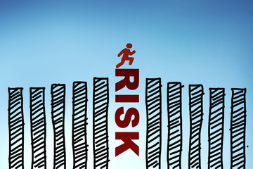Man jump over the risk