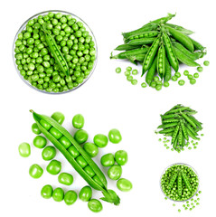 fresh green peas isolated on a white background