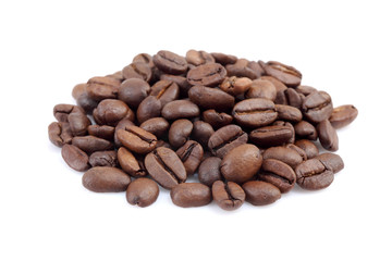 Coffee beans at white backgrounds