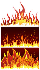 Set of fire vector backgrounds with tongue of flame