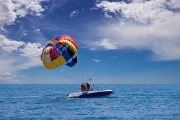 preparing for take-off parasailing