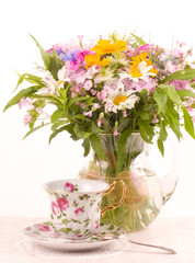 Vintage elegant cups with  flowers