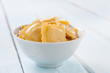 bowl of raw ravioli homemade