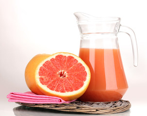 Grapefruit juice and grapefruit isolated on white
