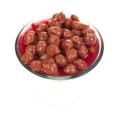 Tart Pitted Cherries In Glass