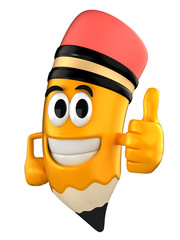 3d render of pencil giving thumbs up