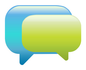 Blue and green colour speech bubbles