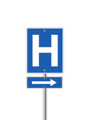 Hospital sign on white