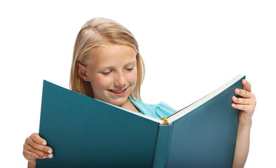 Little Girl Reading a Big Book