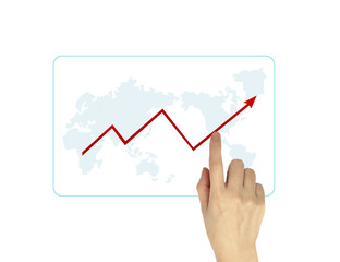 Hand showing graph isolated  on white background