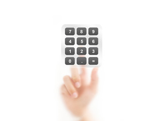 Man finger pointing on digital calculator