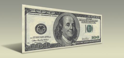 US Hundred Dollar bill with Smiling Ben Franklin