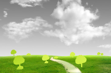 Green Tree on green field