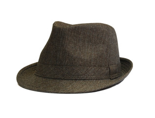 Brown hat on the white background