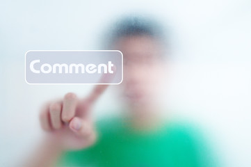 man finger pressing a touchscreen button