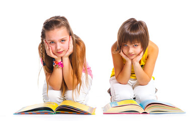 Funny girls with books.