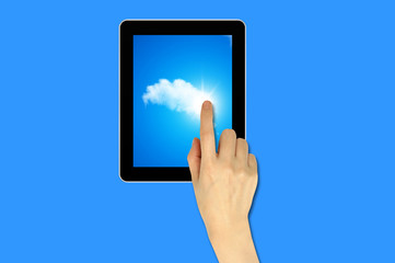 Cloud computing on touch pad Concept