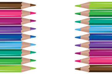 Colour pencils isolated on white background close up