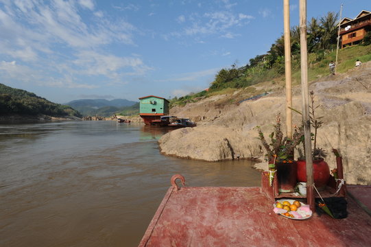 Barche a Pak Beng sul fiume Mekong in Laos