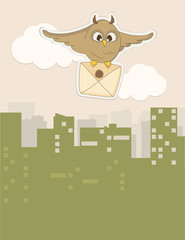 flying owl with an envelope