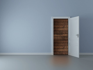 door to wood wall