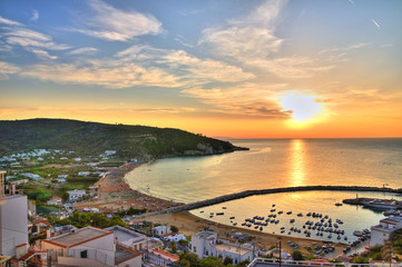 Panoramic view of Peschici. Puglia. Italy.