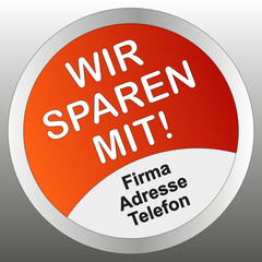 KW-Sticker rot rund wu svg WIR SPAREN MIT!