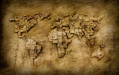 Grunge world map
