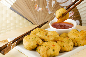 Oriental Deep Fried Battered Prawns & Sweet Chilli Dip © paul_brighton