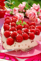 raspberry cake in heart shape