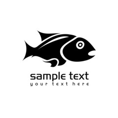 black isolated fish on white background - 43105248