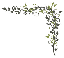 Blätter, Laub, Ranke, flora, filigran, grün, border, frame