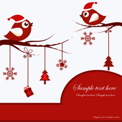 Christmas Card with Birds