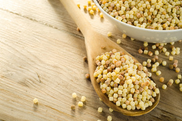 Durum wheat semolina, fregola cruda, typical sardinian pasta