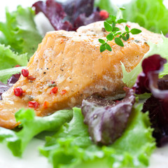 frischer Salat mit Lachs