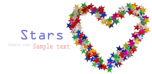 Big heart composed of many colored stars on white